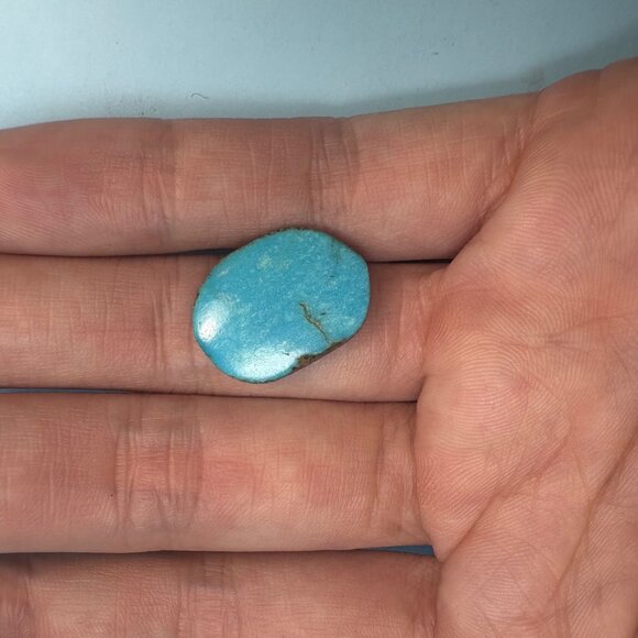 Natural Turquoise Slab w/ Host Rock Freeform Oval Loose Stone .75" x .50" - Picture 6 of 9